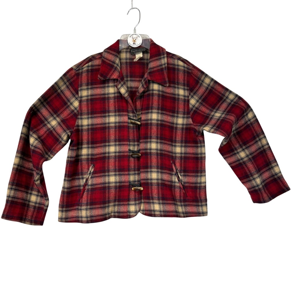 Carol Anderson Collection Plaid Wool Blend‎ Jacket with Toggle Closure